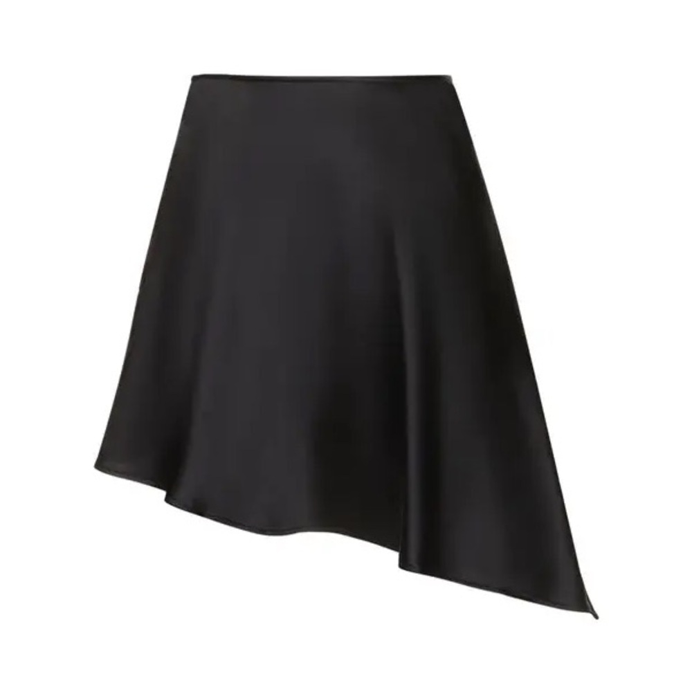 WeWoreWhat Asymmetrical black satin skirt